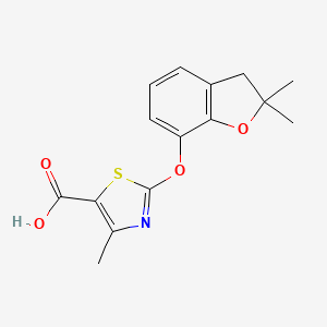 molecular formula C15H15NO4S B1422320 2-[(2,2-二甲基-2,3-二氢-1-苯并呋喃-7-基)氧基]-4-甲基-1,3-噻唑-5-羧酸 CAS No. 1219553-56-6