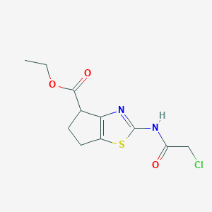 molecular formula C11H13ClN2O3S B1422331 ethyl 2-[(chloroacetyl)amino]-5,6-dihydro-4H-cyclopenta[d][1,3]thiazole-4-carboxylate CAS No. 1219827-54-9