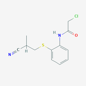 molecular formula C12H13ClN2OS B1422404 2-氯-N-{2-[(2-氰基-2-甲基乙基)硫基]苯基}乙酰胺 CAS No. 1269152-15-9