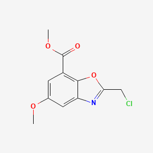 molecular formula C11H10ClNO4 B1422413 Methyl 2-(chloromethyl)-5-methoxy-1,3-benzoxazole-7-carboxylate CAS No. 1221792-89-7