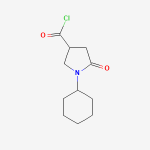 molecular formula C11H16ClNO2 B1422415 1-Cyclohexyl-5-oxopyrrolidine-3-carbonyl chloride CAS No. 1181577-49-0