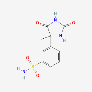 molecular formula C10H11N3O4S B1422444 3-(4-Methyl-2,5-dioxoimidazolidin-4-yl)benzene-1-sulfonamide CAS No. 1258650-59-7
