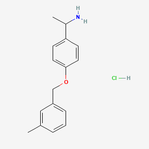 molecular formula C16H20ClNO B1422449 1-{4-[(3-Methylphenyl)methoxy]phenyl}ethan-1-amine hydrochloride CAS No. 1251922-75-4