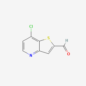 molecular formula C8H4ClNOS B1422460 7-Chlorothieno[3,2-b]pyridine-2-carbaldehyde CAS No. 387819-41-2