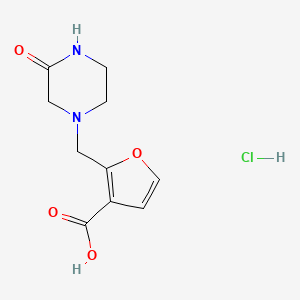 molecular formula C10H13ClN2O4 B1422475 2-[(3-氧代哌嗪-1-基)甲基]呋喃-3-甲酸盐酸盐 CAS No. 1258651-86-3