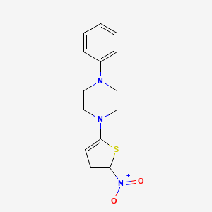 molecular formula C14H15N3O2S B14224858 Piperazine, 1-(5-nitro-2-thienyl)-4-phenyl- CAS No. 827019-69-2