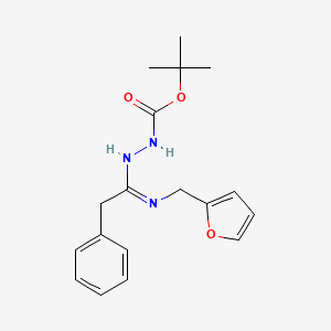 molecular formula C18H23N3O3 B1422519 N'-[1-[(Furan-2-ylmethyl)amino]2-phenylethylidene]hydrazinecarboxylic acid tert-butyl ester CAS No. 1053657-29-6