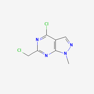 molecular formula C7H6Cl2N4 B1422521 4-chloro-6-(chloromethyl)-1-methyl-1H-pyrazolo[3,4-d]pyrimidine CAS No. 1255147-37-5