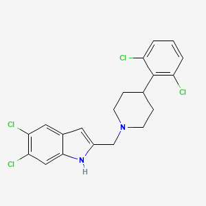 molecular formula C20H18Cl4N2 B14225368 5,6-Dichloro-2-{[4-(2,6-dichlorophenyl)piperidin-1-yl]methyl}-1H-indole CAS No. 827016-78-4