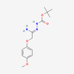 molecular formula C14H21N3O4 B1422582 N'-[1-氨基-2-(4-甲氧基苯氧基)乙叉基]肼甲酸叔丁酯 CAS No. 1053655-77-8