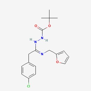 molecular formula C18H22ClN3O3 B1422590 N'-[2-(4-Chlorophenyl)-1-[(furan-2-ylmethyl)amino]ethylidene]hydrazinecarboxylic acid tert-butyl ester CAS No. 1053657-85-4