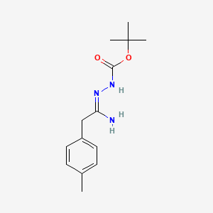molecular formula C14H21N3O2 B1422600 N'-[1-氨基-2-对甲苯甲亚基]肼甲酸叔丁酯 CAS No. 159016-23-6