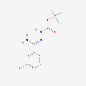 molecular formula C13H18FN3O2 B1422601 tert-ブチル (1-アミノ-1-(3-フルオロ-4-メチルフェニル)メチリデン)ヒドラジノカルボン酸 CAS No. 1053655-97-2