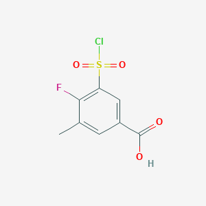 molecular formula C8H6ClFO4S B1422603 3-(Chlorosulfonyl)-4-fluoro-5-methylbenzoic acid CAS No. 1242339-88-3