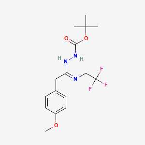 molecular formula C16H22F3N3O3 B1422606 [(1E)-1-({[(tert-butoxy)carbonyl]amino}imino)-2-(4-methoxyphenyl)ethyl](2,2,2-trifluoroethyl)amine CAS No. 1053657-61-6
