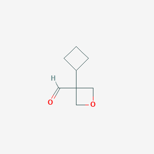 molecular formula C8H12O2 B142261 3-Cyclobutyl-3-formyloxetane CAS No. 131505-75-4