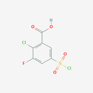 molecular formula C7H3Cl2FO4S B1422611 2-Chloro-5-(chlorosulfonyl)-3-fluorobenzoic acid CAS No. 766532-96-1