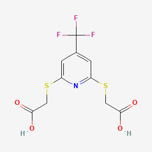 molecular formula C10H8F3NO4S2 B1422616 (6-Carboxymethylsulfanyl-4-(trifluoromethyl)pyridin-2-ylsulfanyl)acetic acid CAS No. 1053659-76-9