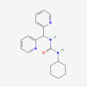 molecular formula C18H22N4O B14227078 Urea, N-cyclohexyl-N'-(di-2-pyridinylmethyl)- CAS No. 537033-01-5