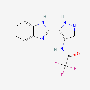 molecular formula C12H8F3N5O B14227081 N-[3-(2H-Benzimidazol-2-ylidene)-2,3-dihydro-1H-pyrazol-4-yl]-2,2,2-trifluoroacetamide CAS No. 825615-94-9