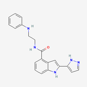 N-(2-Anilinoethyl)-2-(1,2-dihydro-3H-pyrazol-3-ylidene)-2H-indole-4-carboxamide