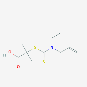 molecular formula C11H17NO2S2 B14227284 2-{[Di(prop-2-en-1-yl)carbamothioyl]sulfanyl}-2-methylpropanoic acid CAS No. 548761-56-4