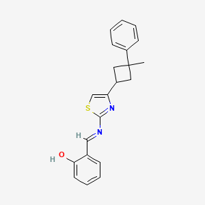 2-[(E)-[4-(3-methyl-3-phenylcyclobutyl)-1,3-thiazol-2-yl]iminomethyl]phenol