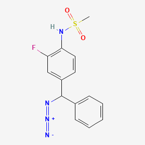 molecular formula C14H13FN4O2S B14227612 N-{4-[Azido(phenyl)methyl]-2-fluorophenyl}methanesulfonamide CAS No. 824937-78-2