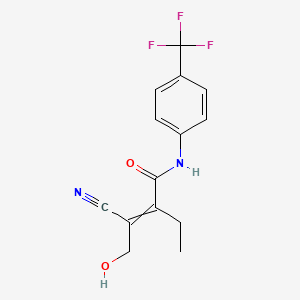 molecular formula C14H13F3N2O2 B14227717 3-Cyano-2-ethyl-4-hydroxy-N-[4-(trifluoromethyl)phenyl]but-2-enamide CAS No. 501344-87-2