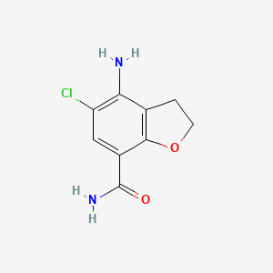 molecular formula C9H9ClN2O2 B1422789 4-Amino-5-cloro-2,3-dihidro-7-benzofurancarboxamida CAS No. 182808-16-8