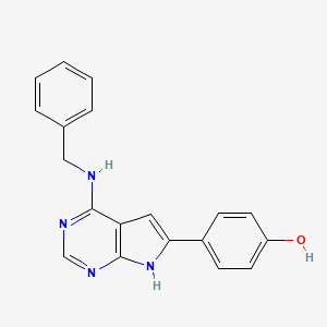 molecular formula C19H16N4O B14227904 4-[4-(benzylamino)-7H-pyrrolo[2,3-d]pyrimidin-6-yl]phenol CAS No. 565175-75-9