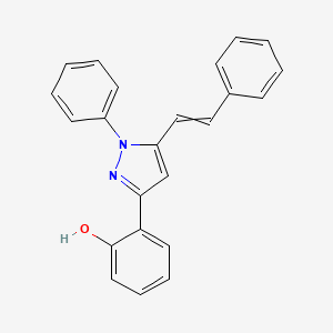 molecular formula C23H18N2O B14227975 6-[1-Phenyl-5-(2-phenylethenyl)-1,2-dihydro-3H-pyrazol-3-ylidene]cyclohexa-2,4-dien-1-one CAS No. 825611-45-8