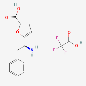 molecular formula C15H14F3NO5 B14227984 2-Furancarboxylic acid, 5-[(1S)-1-amino-2-phenylethyl]-, trifluoroacetate CAS No. 828259-76-3