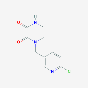 molecular formula C10H10ClN3O2 B14228008 1-[(6-Chloropyridin-3-yl)methyl]piperazine-2,3-dione CAS No. 562814-44-2