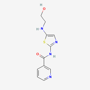 molecular formula C11H12N4O2S B14228235 N-{5-[(2-Hydroxyethyl)amino]-1,3-thiazol-2-yl}pyridine-3-carboxamide CAS No. 828920-56-5