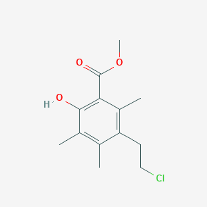 Benzoic acid, 3-(2-chloroethyl)-6-hydroxy-2,4,5-trimethyl-, methyl ester