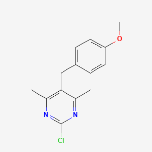 molecular formula C14H15ClN2O B1422828 2-Chloro-5-[(4-methoxyphenyl)methyl]-4,6-dimethylpyrimidine CAS No. 1306605-87-7