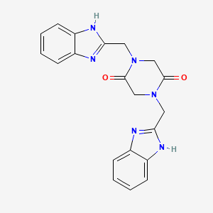 molecular formula C20H18N6O2 B14228405 2,5-Piperazinedione, 1,4-bis(1H-benzimidazol-2-ylmethyl)- CAS No. 581797-98-0