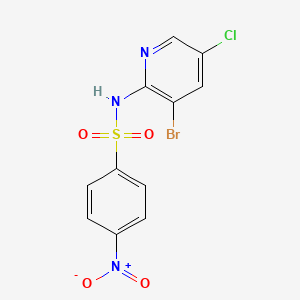 molecular formula C11H7BrClN3O4S B14228481 N-(3-Bromo-5-chloropyridin-2-yl)-4-nitrobenzene-1-sulfonamide CAS No. 823201-95-2