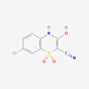 molecular formula C9H5ClN2O3S B14228490 7-Chloro-3-hydroxy-1,1-dioxo-1,4-dihydro-1lambda~6~,4-benzothiazine-2-carbonitrile CAS No. 821806-27-3