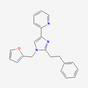 molecular formula C21H19N3O B14228559 Pyridine, 2-[1-(2-furanylmethyl)-2-(2-phenylethyl)-1H-imidazol-4-yl]- CAS No. 831170-28-6