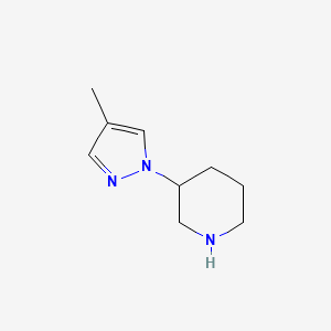 molecular formula C9H15N3 B1422920 3-(4-methyl-1H-pyrazol-1-yl)piperidine CAS No. 1247747-56-3