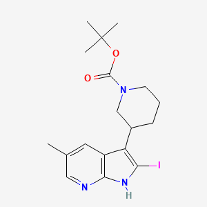 1-Piperidinecarboxylic acid, 3-(2-iodo-5-methyl-1H-pyrrolo[2,3-b]pyridin-3-yl)-, 1,1-dimethylethyl ester