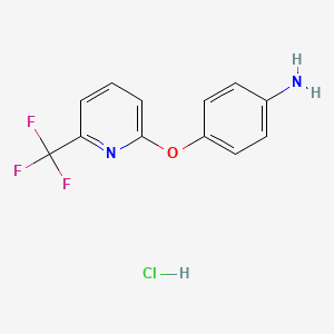 molecular formula C12H10ClF3N2O B1422992 4-{[6-(三氟甲基)吡啶-2-基]氧基}苯胺盐酸盐 CAS No. 1306605-05-9