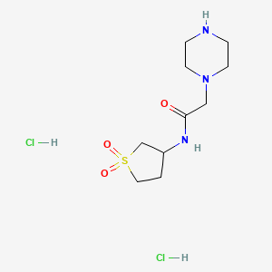 molecular formula C10H21Cl2N3O3S B1422997 N-(1,1-dioxo-1lambda6-thiolan-3-yl)-2-(piperazin-1-yl)acetamide dihydrochloride CAS No. 1315369-09-5