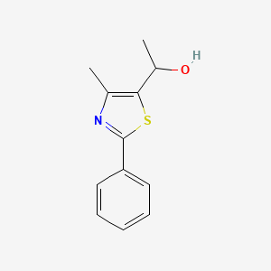 molecular formula C12H13NOS B1423000 1-(4-Methyl-2-phenyl-1,3-thiazol-5-yl)ethan-1-ol CAS No. 1274130-98-1