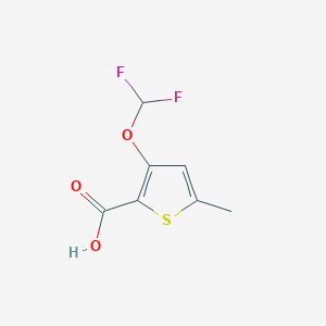 molecular formula C7H6F2O3S B1423005 3-(二氟甲氧基)-5-甲硫代苯并呋喃-2-羧酸 CAS No. 1306605-42-4