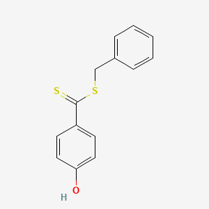 molecular formula C14H12OS2 B14230077 4-[(Benzylsulfanyl)(sulfanyl)methylidene]cyclohexa-2,5-dien-1-one CAS No. 756856-66-3