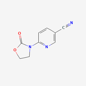 molecular formula C9H7N3O2 B1423008 6-(2-Oxo-1,3-oxazolidin-3-yl)pyridine-3-carbonitrile CAS No. 1311318-26-9