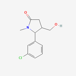molecular formula C12H14ClNO2 B1423019 5-(3-Chlorophenyl)-4-(hydroxymethyl)-1-methylpyrrolidin-2-one CAS No. 1334149-48-2